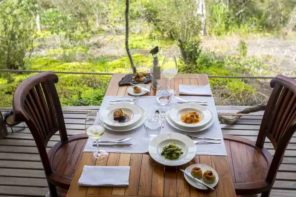 Table set for two (or three, should you count the Galapagos finch!).