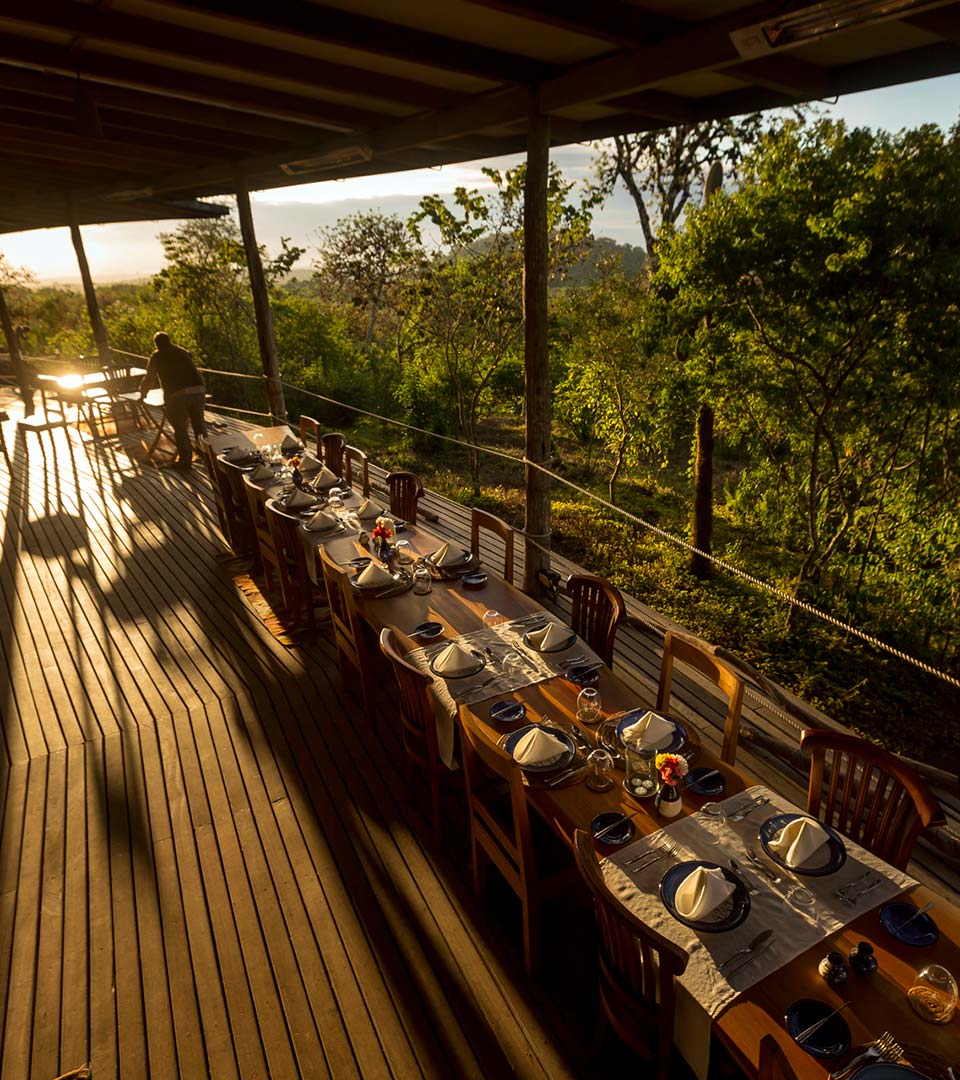 Dining can accommodate large or small groups at Galapagos Safari Camp
