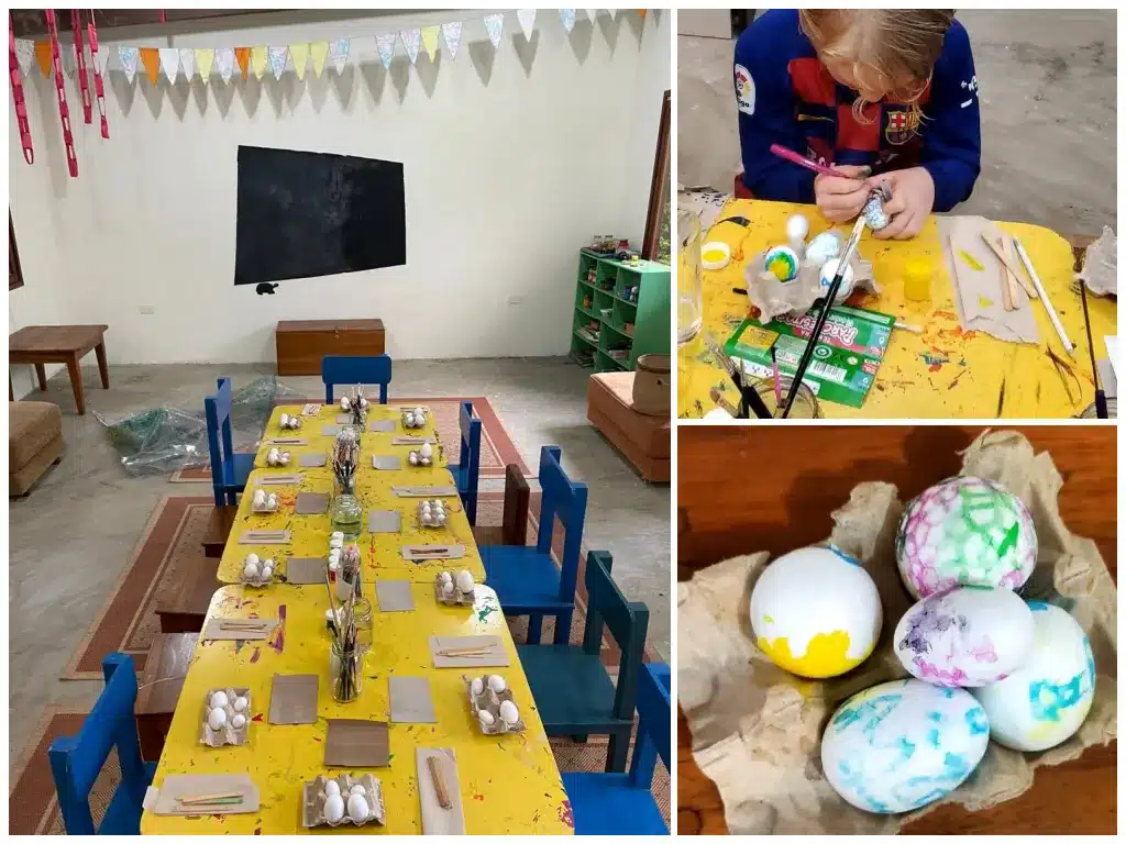Easter egg painting for kids in the Galapagos Islands