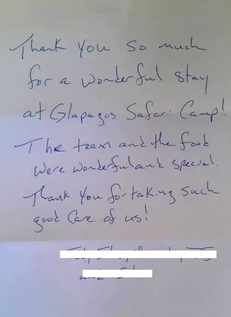 Galapagos Safari Camp guest review
